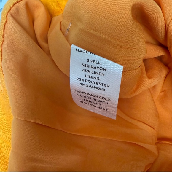 Lulus Shorts Womens Large Orange Rayon Linen Blend Lined Belted Pockets NEW - Picture 3 of 7